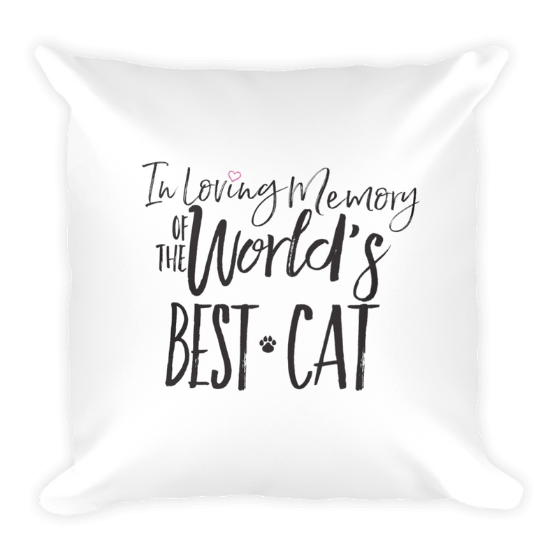 Floral Cat Best Cat Square Pillow in Back View Quote