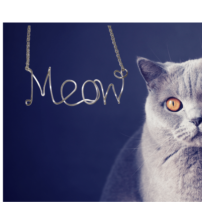 Wordy Cat Handmade Wire 'Meow' Necklace