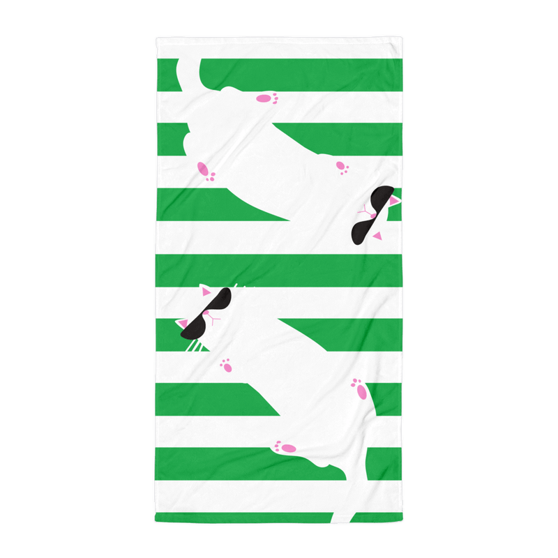 Summer Cat 'Green Stripe' Versatile Lightweight Towel