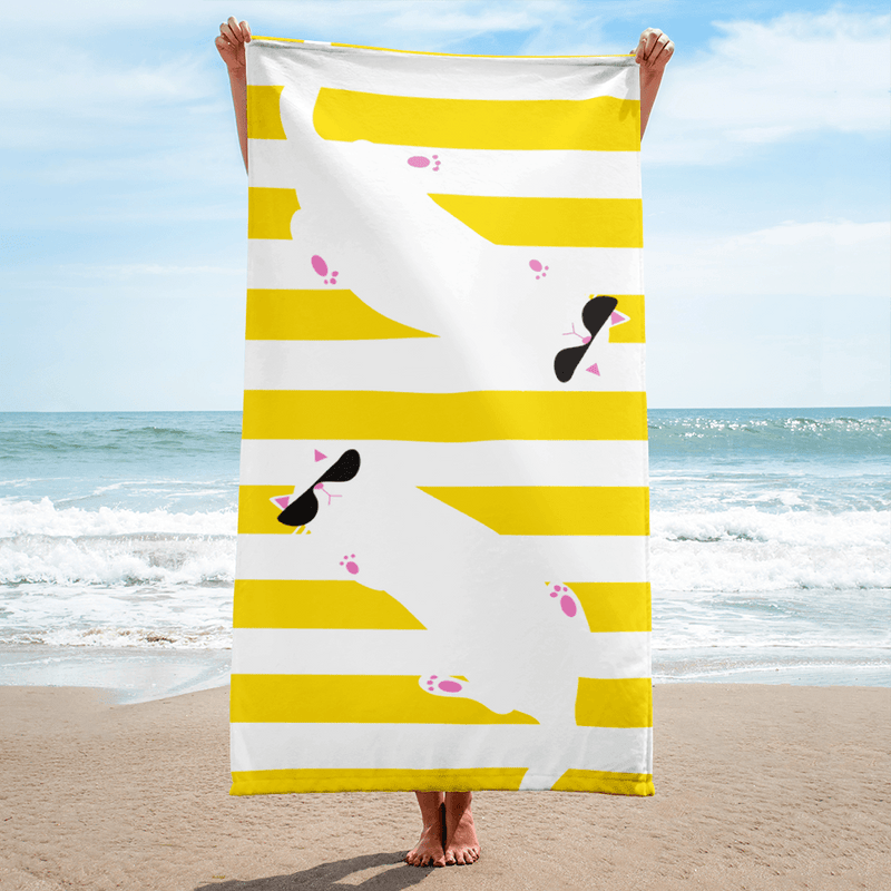 Summer Cat 'Yellow Stripe' Versatile Lightweight Towel