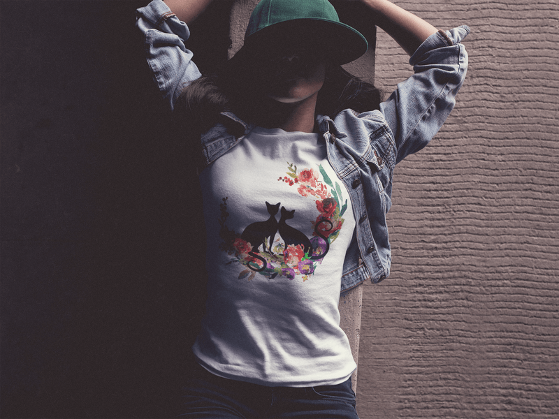 Floral Cat 'Loyalty' Women's Short Sleeve T-Shirt