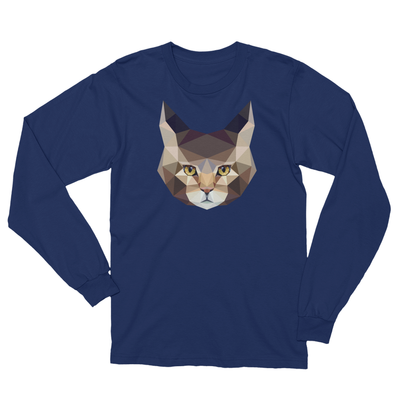 Color-Me Cat Maine Coon Unisex Long Sleeve T-Shirt in Navy