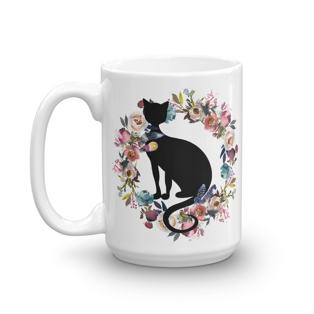 Floral Cat Most Loyal Cat Mug in Right View