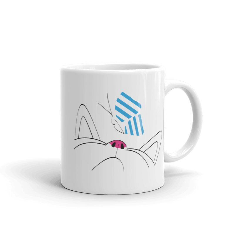 minimalist cat butterfly coffee mug gift for cat lovers