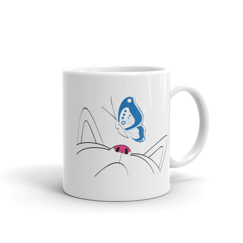 minimalist cat butterfly coffee mug gift for cat lovers
