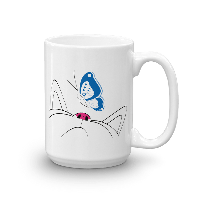 minimalist cat butterfly coffee mug gift for cat lovers