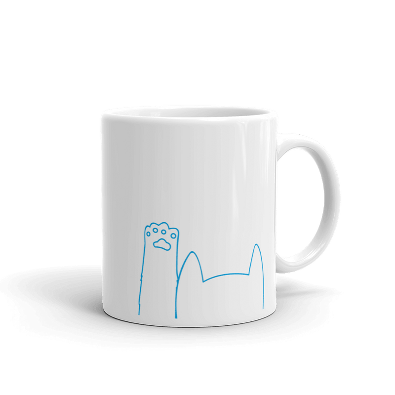 Minimalist Cat 'Hands Up' Simple Mug