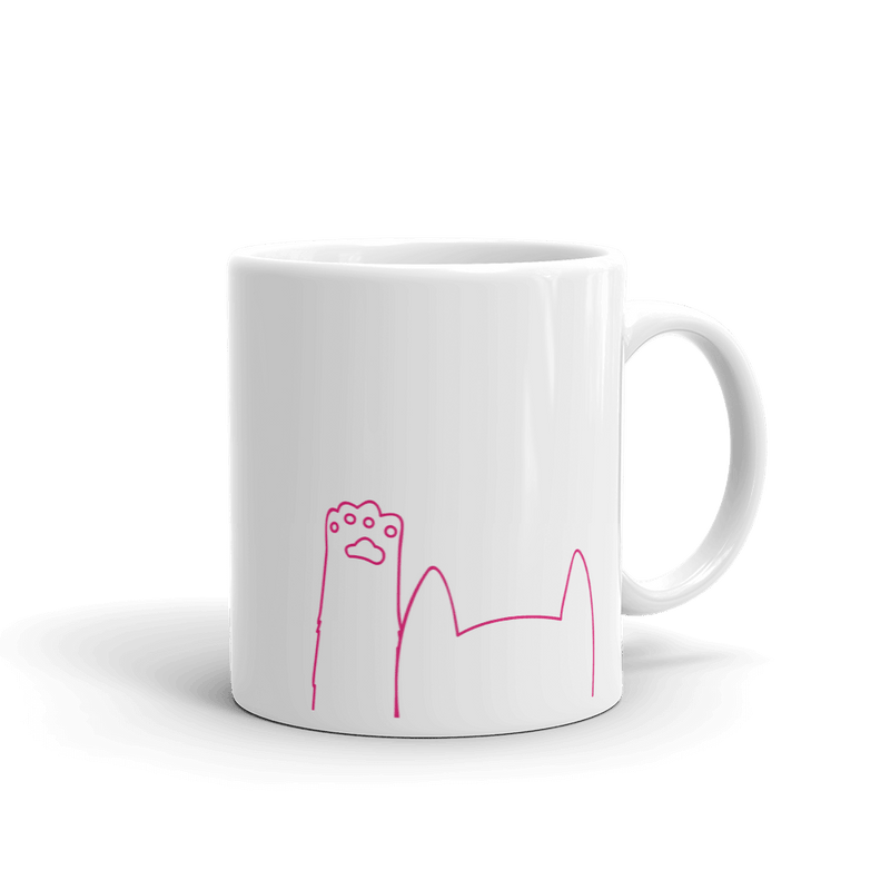 Minimalist Cat 'Hands Up' Simple Mug