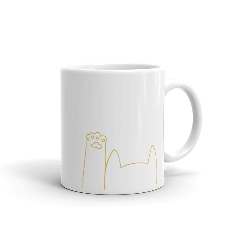 Minimalist Cat 'Hands Up' Simple Mug