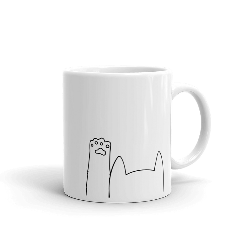 Minimalist Cat 'Hands Up' Simple Mug