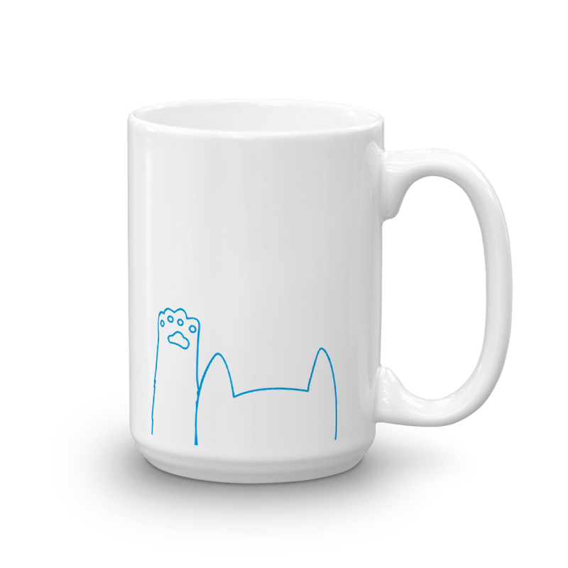 Minimalist Cat 'Hands Up' Simple Mug