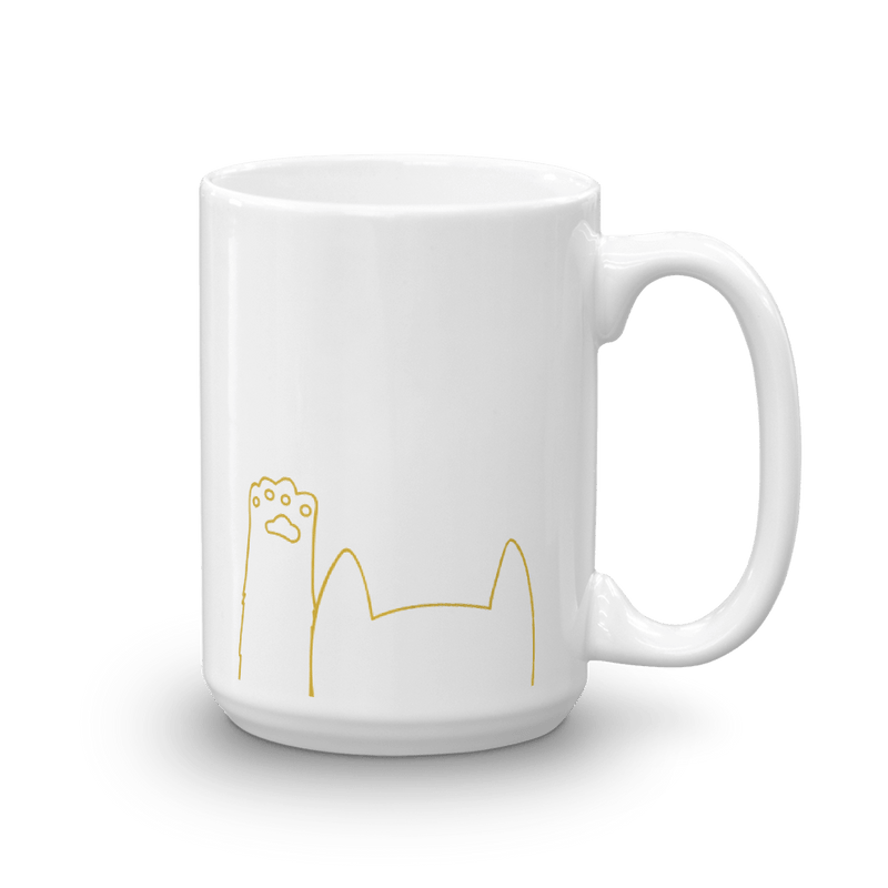 Minimalist Cat 'Hands Up' Simple Mug