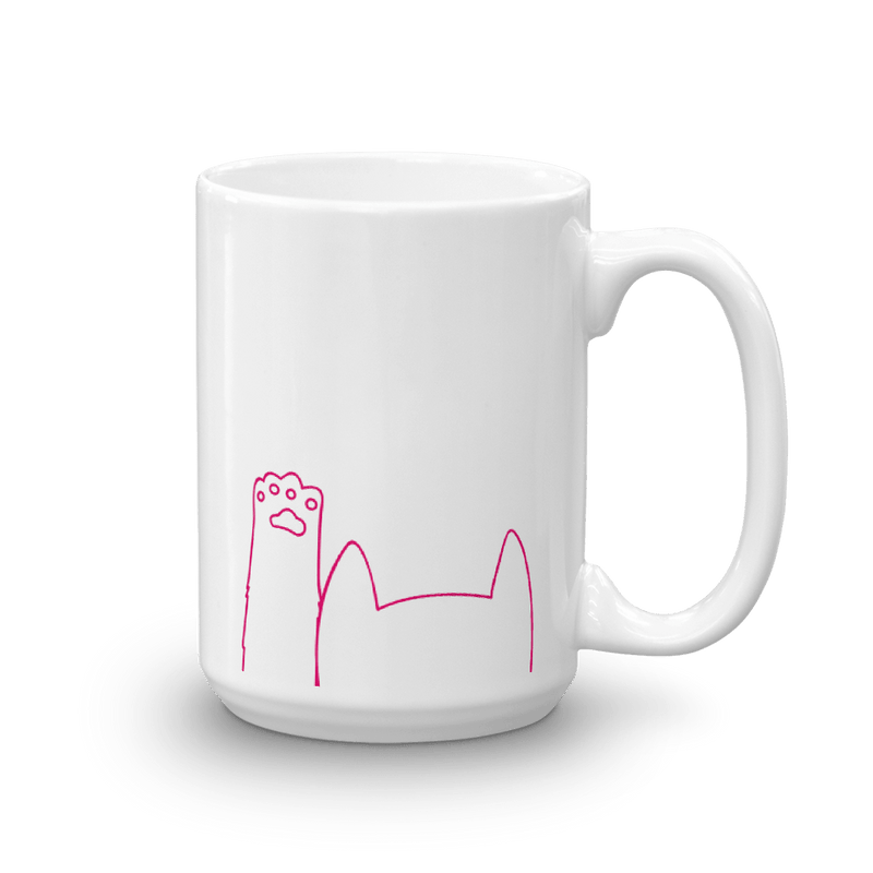 Minimalist Cat 'Hands Up' Simple Mug