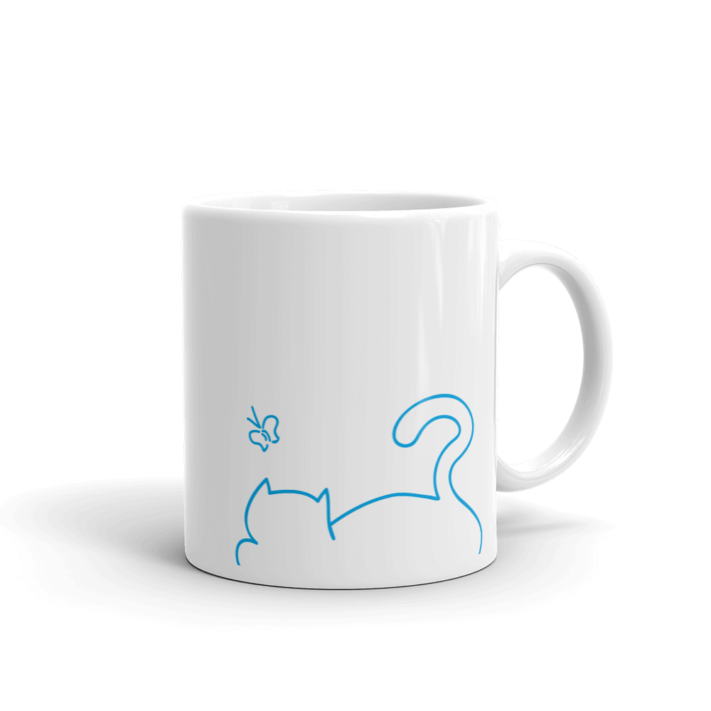 Minimalist Cat 'Relax' Simple Mug