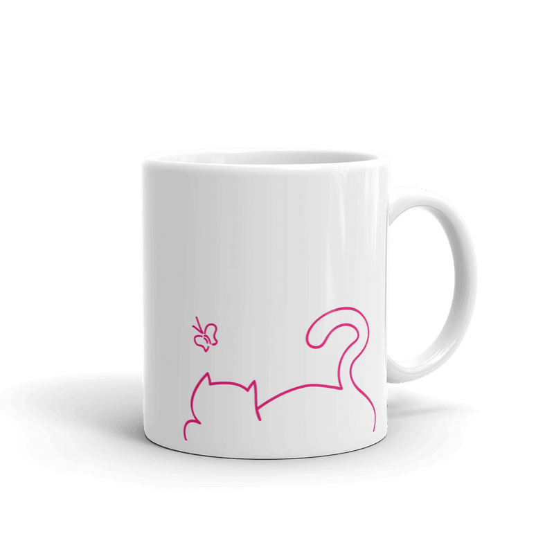 Minimalist Cat 'Relax' Simple Mug