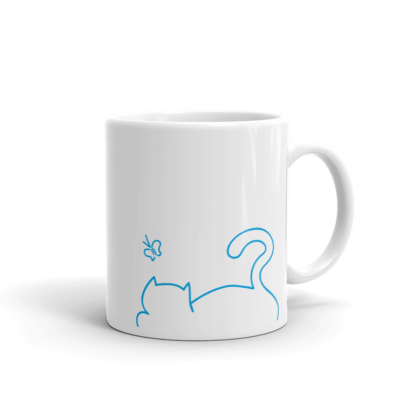 Minimalist Cat 'Relax' Simple Mug
