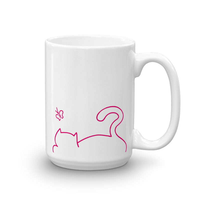 Minimalist Cat 'Relax' Simple Mug