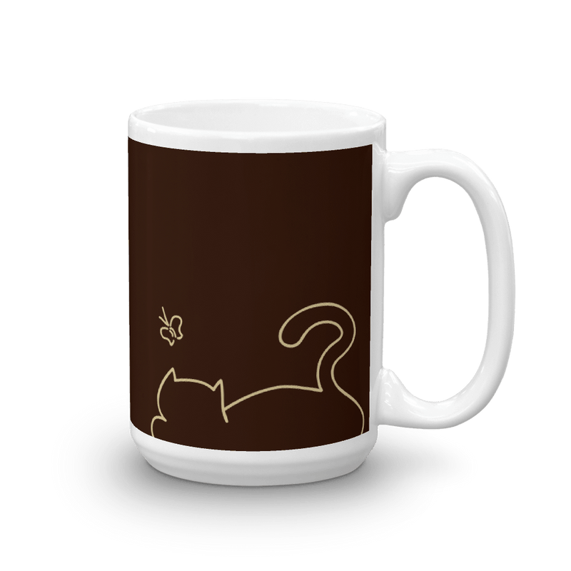 Minimalist Cat 'Relax' Bold Mug