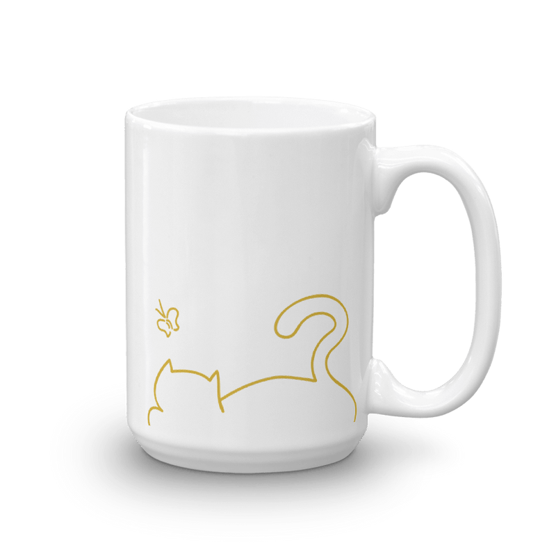 Minimalist Cat 'Relax' Simple Mug