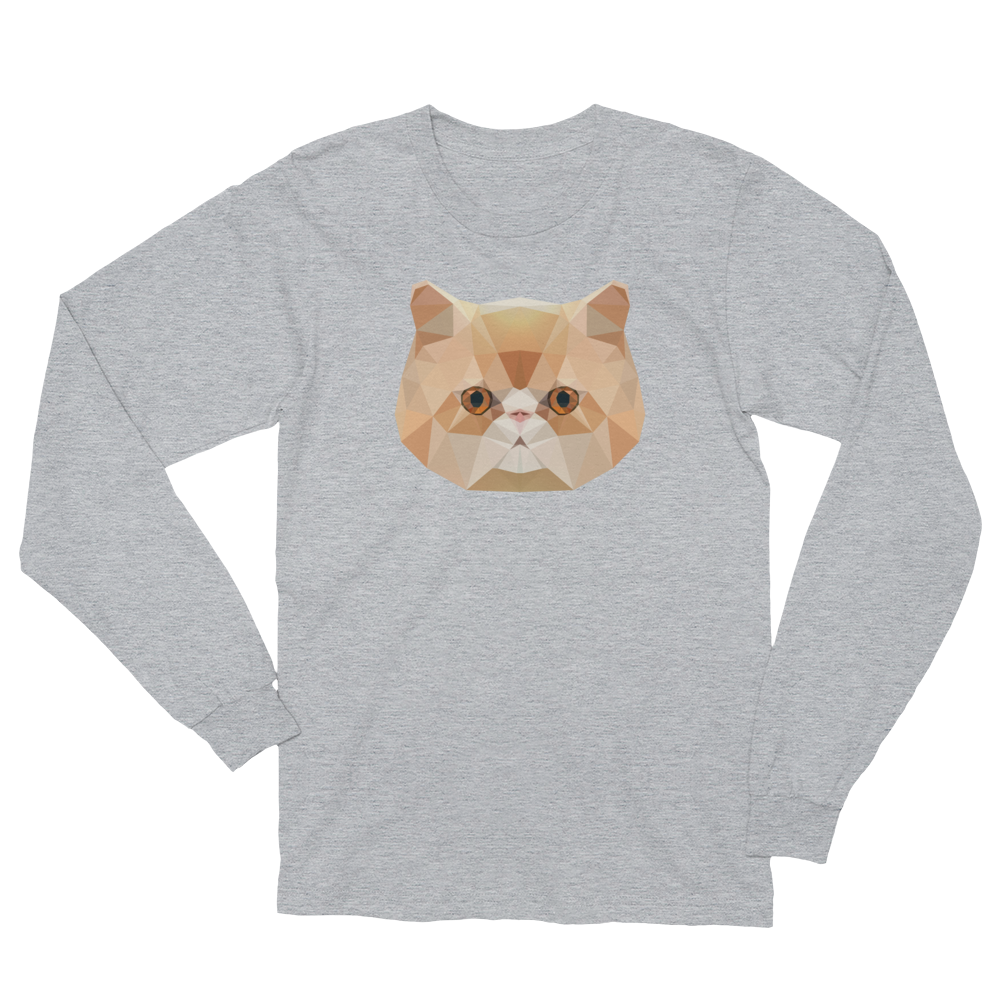 Color-Me Cat Persian Unisex Long Sleeve T-Shirt in Gray