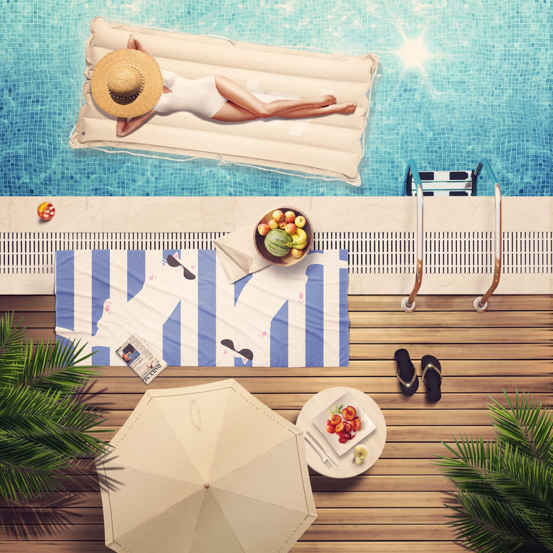 Summer Cat 'Blue Stripe' Versatile Lightweight Towel