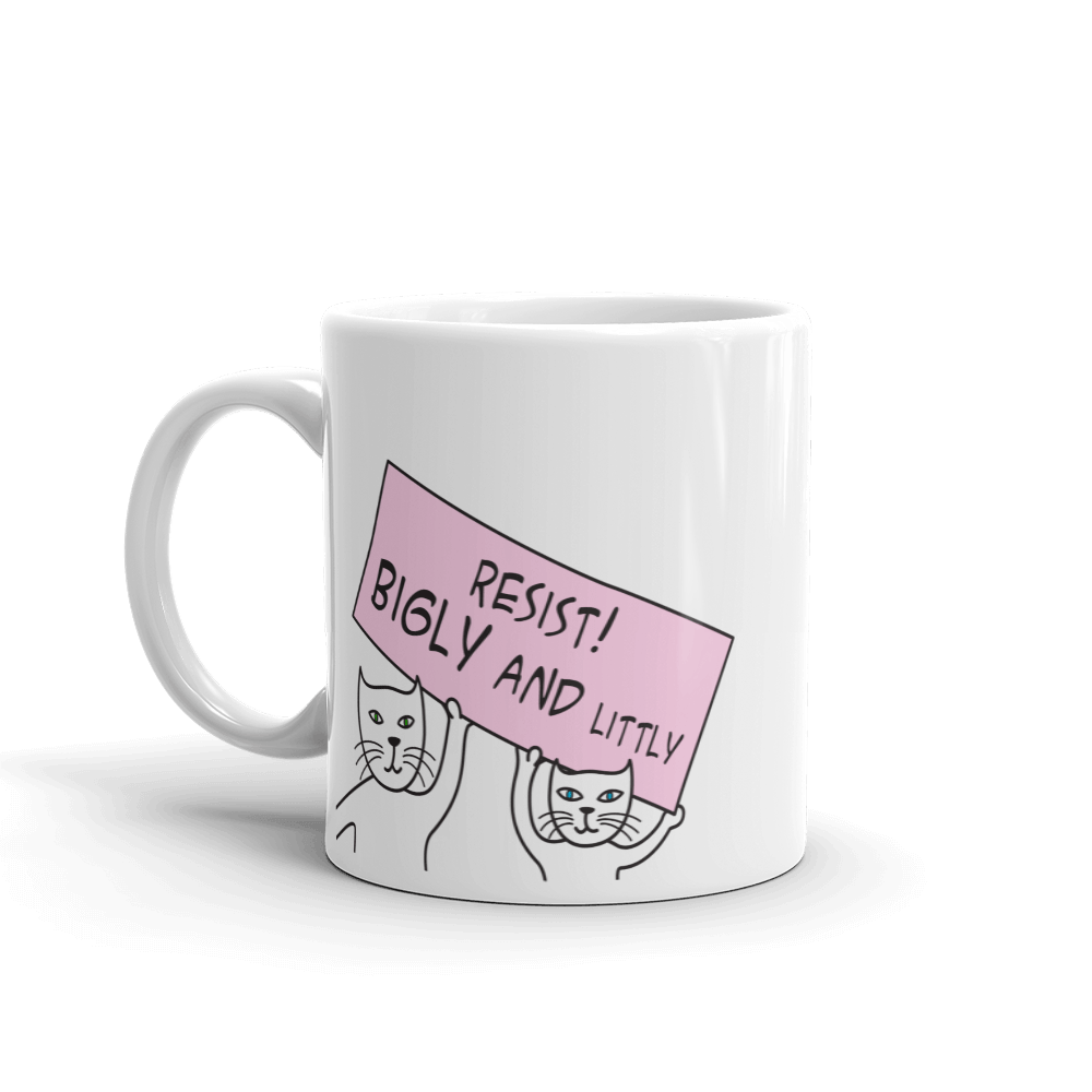 Political Cat 'Bigly and Littly' Mug