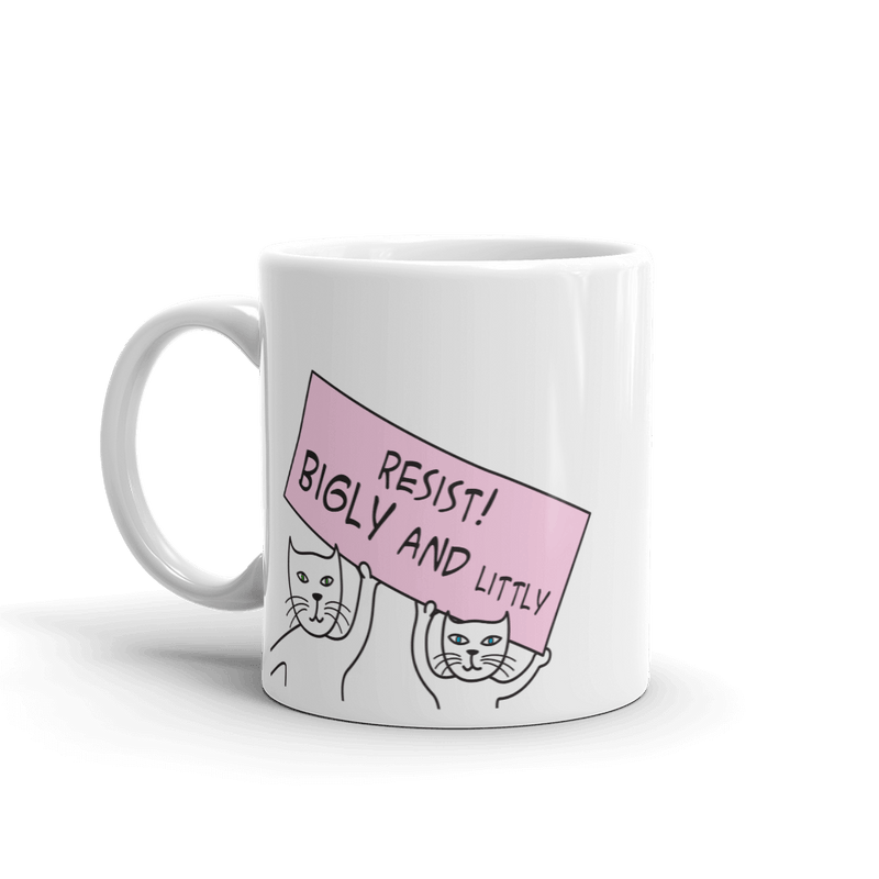 Political Cat 'Bigly and Littly' Mug