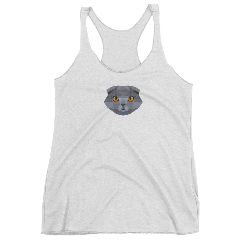 Color-Me Cat Polyart Black Leggings White Scottish Fold Tank Top