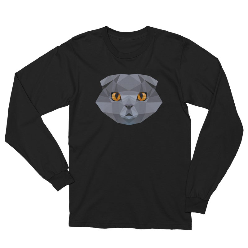 Color-Me Scottish Fold Unisex Long Sleeve T-Shirt in Black
