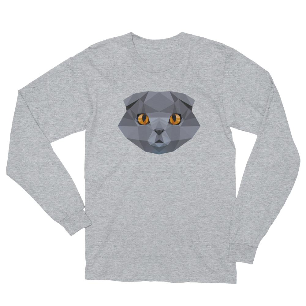 Color-Me Scottish Fold Unisex Long Sleeve T-Shirt in Gray