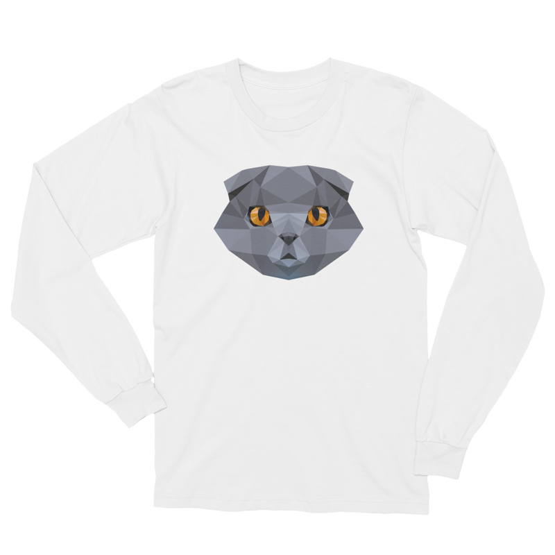 Color-Me Scottish Fold Unisex Long Sleeve T-Shirt in White