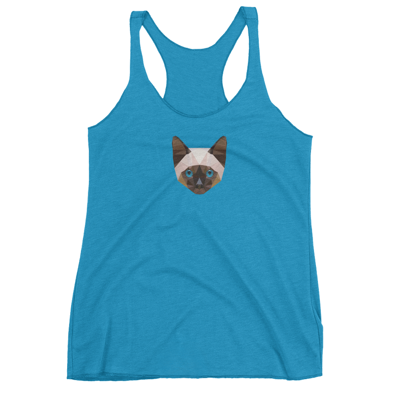 Color-Me Cat Polyart Blue Leggings Blue Siamese Tank Top