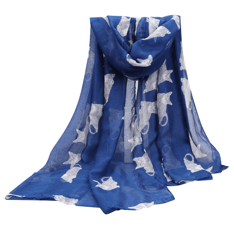 Pattern Cat 'Navy with White Cat' Lightweight Scarf