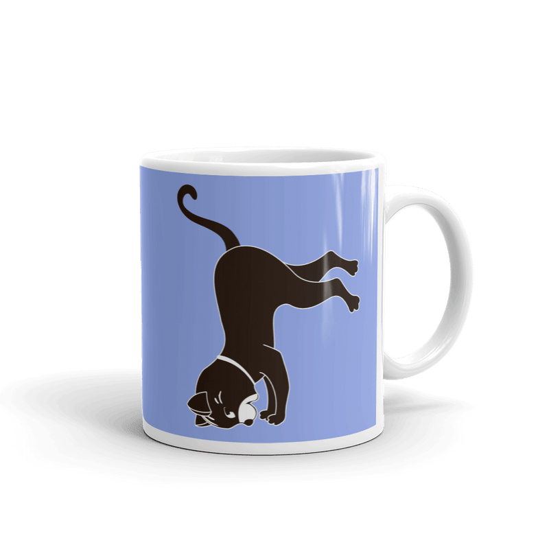Yoga Cat Headstand Mug in 11oz Mauve