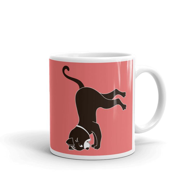 Yoga Cat Headstand Mug in 11oz Tomato