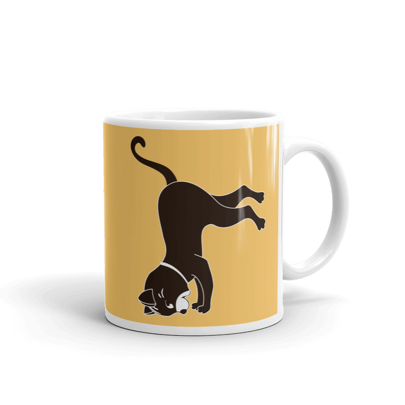 Yoga Cat Headstand Mug in 11oz Apricot