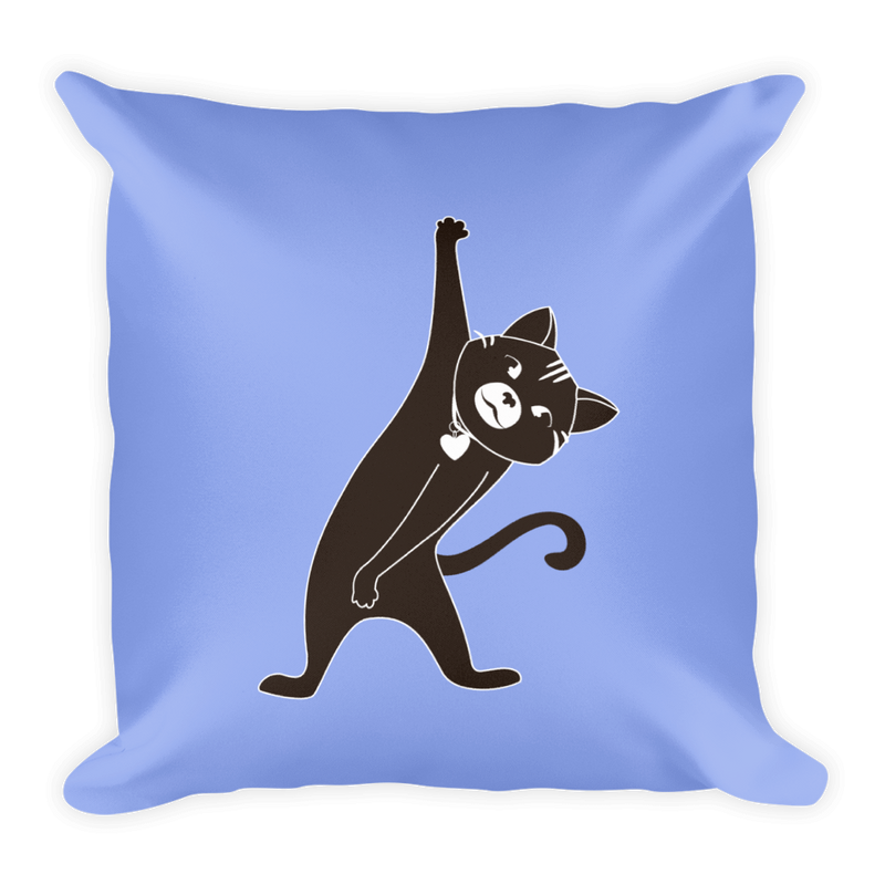 Yoga Cat Stretch Square Pillow in Mauve