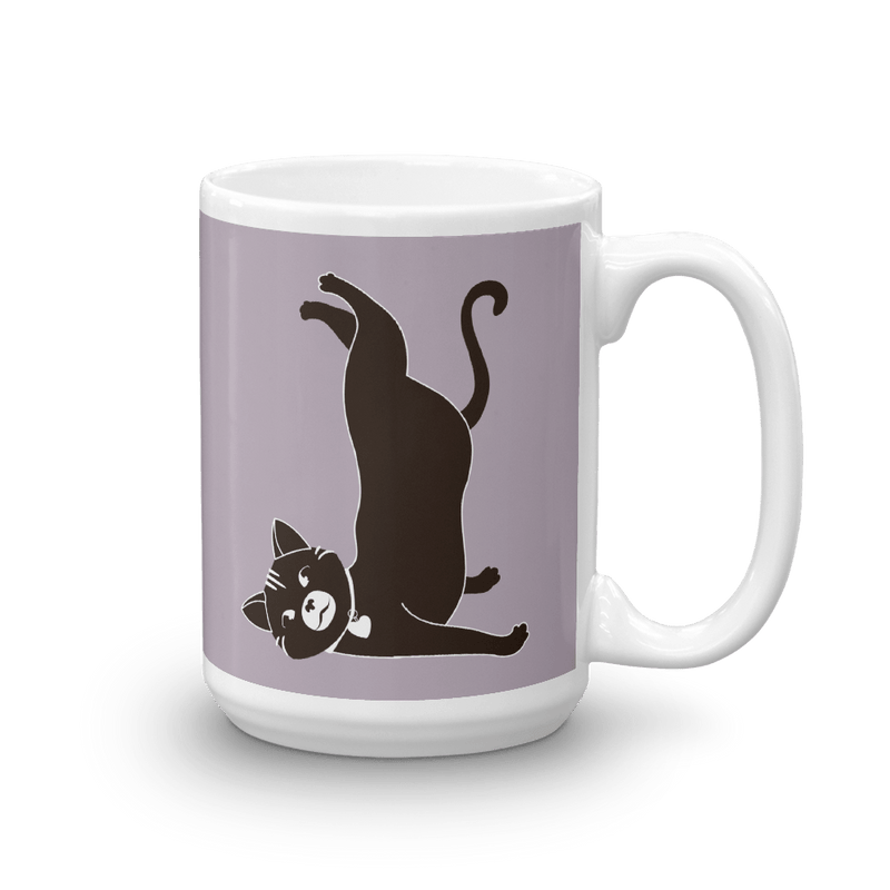 Yoga Cat Shoulder Mug in 15oz Mushroom