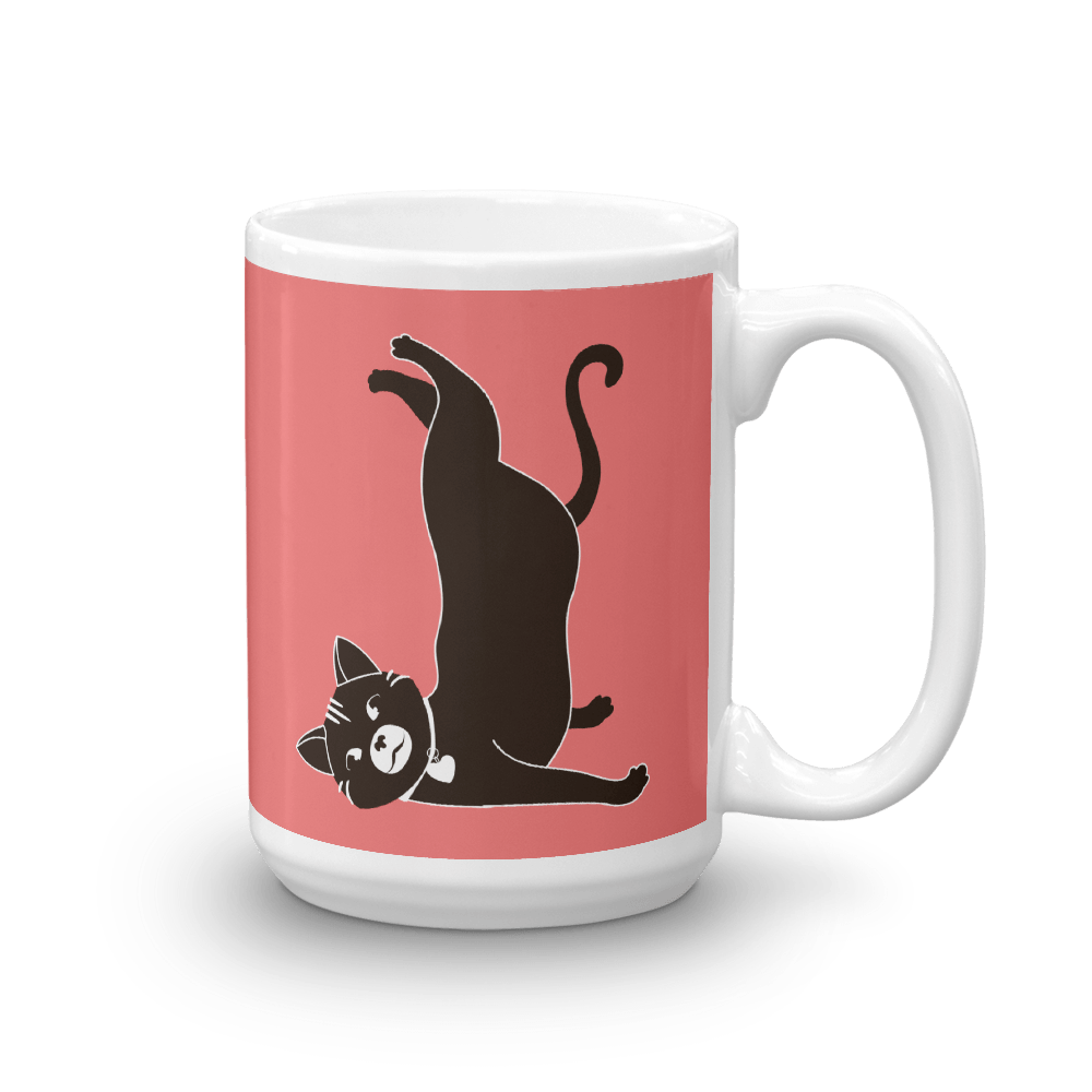 Yoga Cat Shoulder Mug in 15oz Tomato