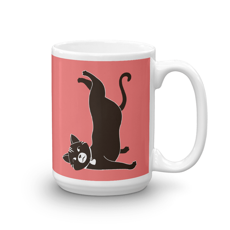 Yoga Cat Shoulder Mug in 15oz Tomato