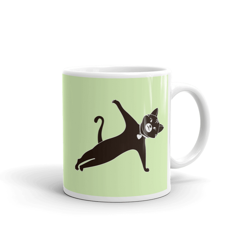 Yoga Cat Side Plank Mug in 11oz Peppermint