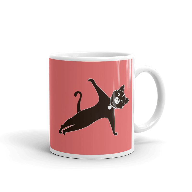 Yoga Cat Side Plank Mug in 11oz Tomato