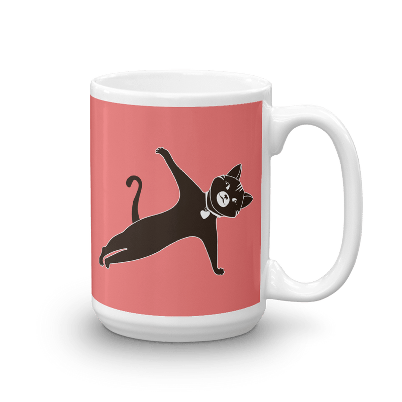 Yoga Cat Side Plank Mug in 15oz Tomato