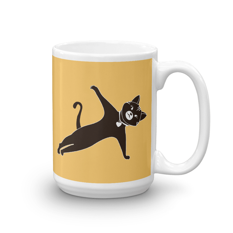 Yoga Cat Side Plank Mug in 15oz Apricot