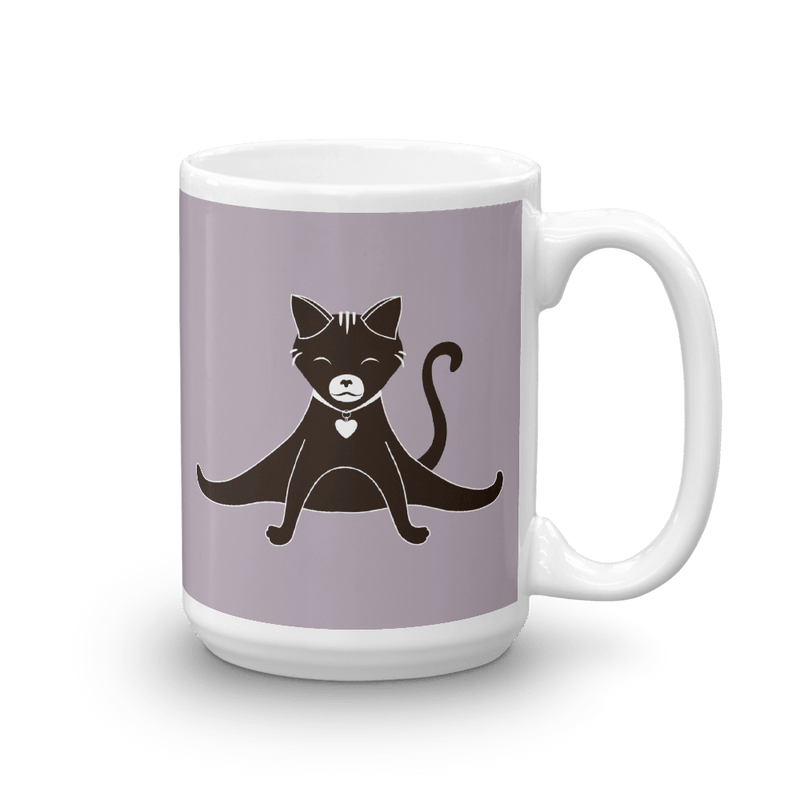 Yoga Cat Splits Mug in 15oz Mushroom