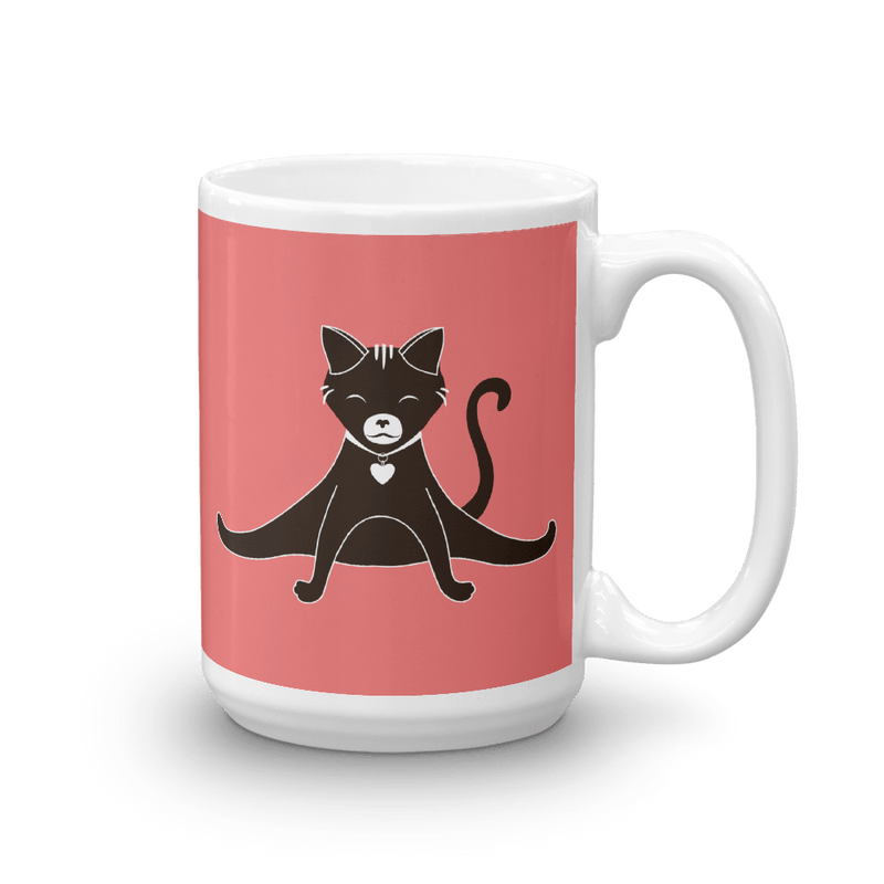 Yoga Cat Splits Mug in 15oz Tomato