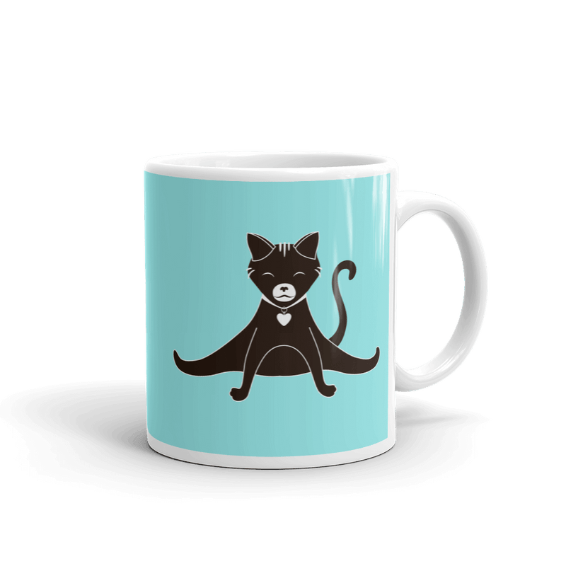 Yoga Cat Splits Mug in 11oz Teal