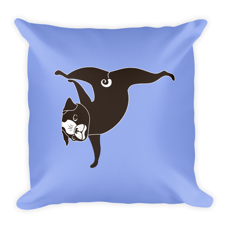 Yoga Pug Paw Stand Square Pillow in Mauve