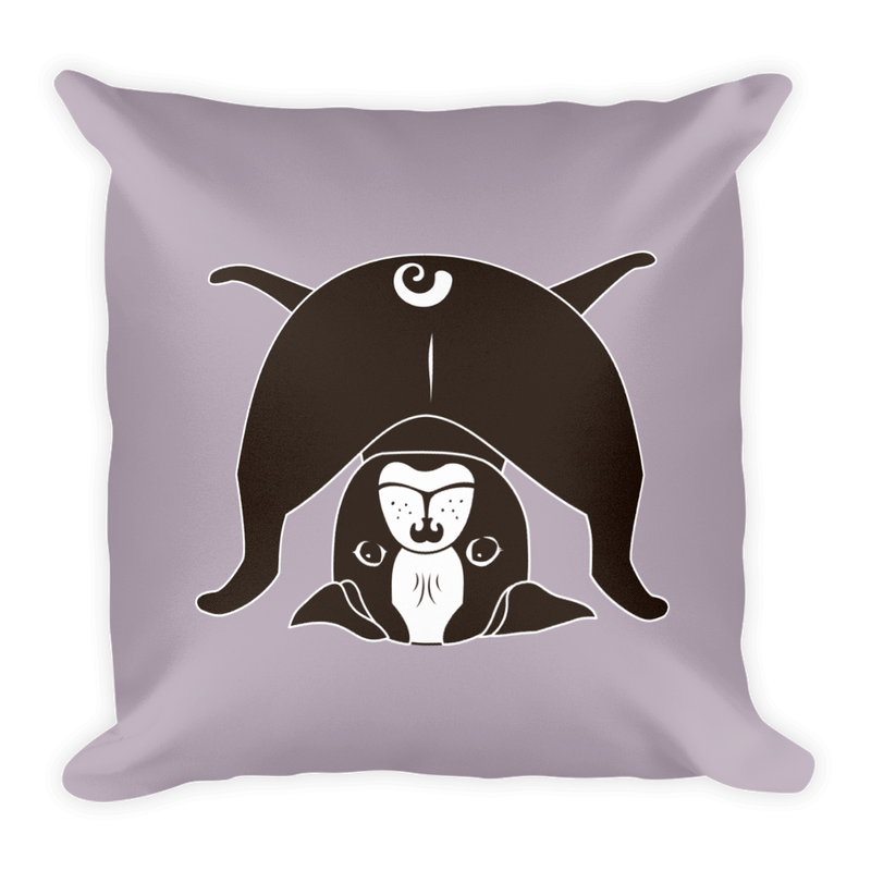 Yoga Pug I See You Square Pillow in Mushroom