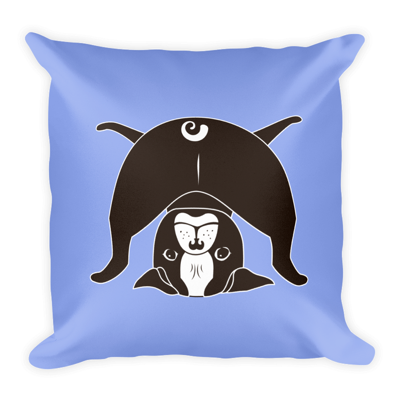 Yoga Pug I See You Square Pillow in Mauve